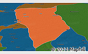Political Panoramic Map of Bade, darken