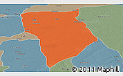 Political Panoramic Map of Bade, semi-desaturated
