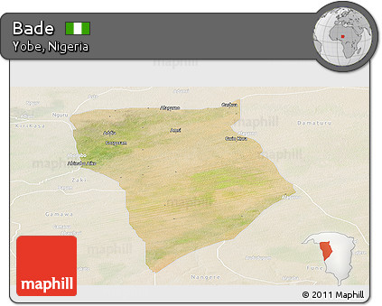 Satellite Panoramic Map of Bade, lighten