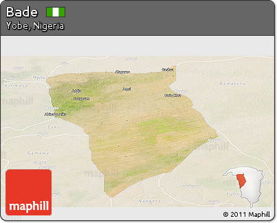 Satellite Panoramic Map of Bade, lighten