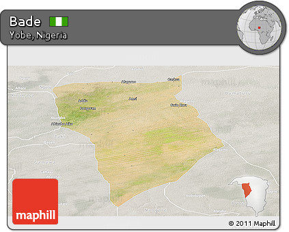 Satellite Panoramic Map of Bade, lighten, semi-desaturated