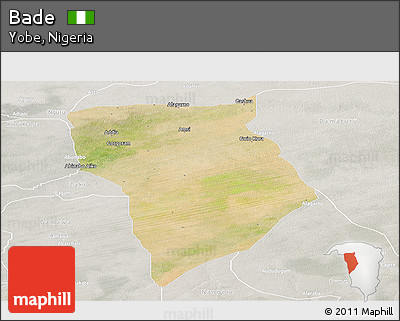 Satellite Panoramic Map of Bade, lighten, semi-desaturated