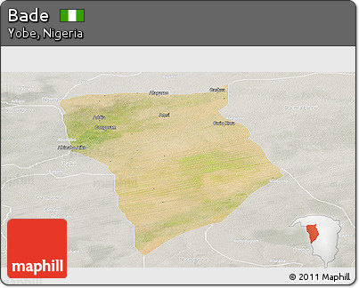 Satellite Panoramic Map of Bade, lighten, semi-desaturated