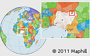Political Location Map of Geidam, highlighted country, within the entire country
