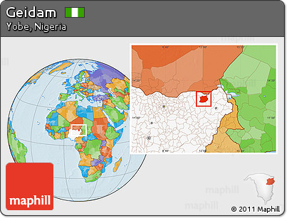 Political Location Map of Geidam, highlighted country