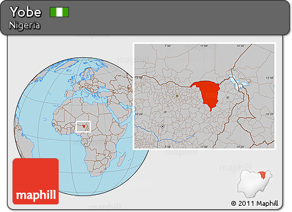 Gray Location Map of Yobe