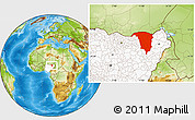 Physical Location Map of Yobe, highlighted country