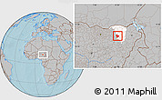 Gray Location Map of Nangere, highlighted parent region, hill shading