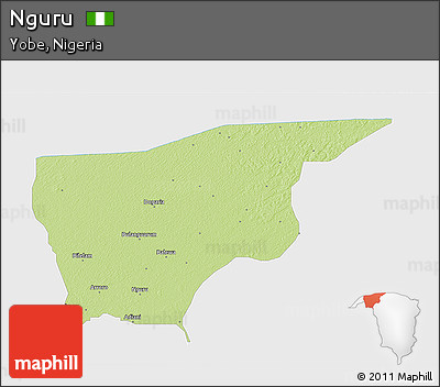 Physical 3D Map of Nguru, single color outside