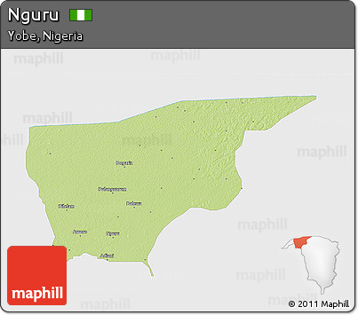 Physical 3D Map of Nguru, single color outside
