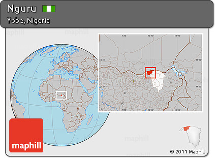 Gray Location Map of Nguru, highlighted parent region