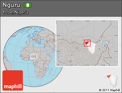 Gray Location Map of Nguru, highlighted parent region