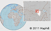 Gray Location Map of Nguru, highlighted parent region, hill shading