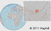 Gray Location Map of Nguru, hill shading