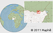 Savanna Style Location Map of Nguru, highlighted country, hill shading