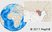 Shaded Relief Location Map of Nguru, highlighted country, highlighted parent region