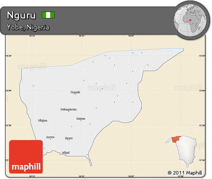Classic Style Map of Nguru, single color outside