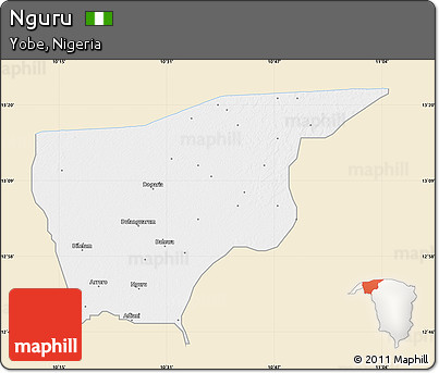 Classic Style Map of Nguru, single color outside
