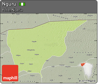 Physical Map of Nguru, semi-desaturated