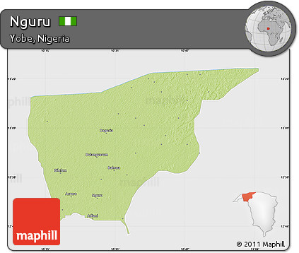 Physical Map of Nguru, single color outside