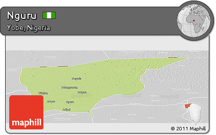 Physical Panoramic Map of Nguru, lighten, desaturated