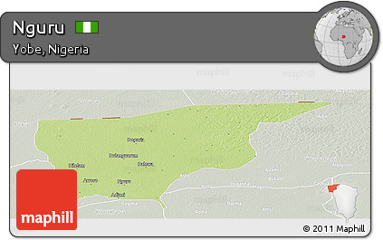 Physical Panoramic Map of Nguru, lighten, semi-desaturated