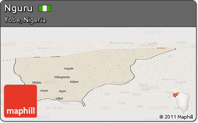 Shaded Relief Panoramic Map of Nguru, lighten
