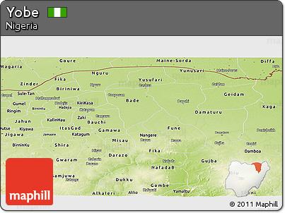 Physical Panoramic Map of Yobe