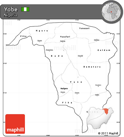 Blank Simple Map of Yobe, cropped outside