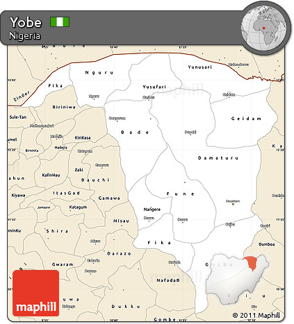 Classic Style Simple Map of Yobe