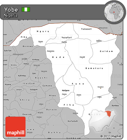 Gray Simple Map of Yobe