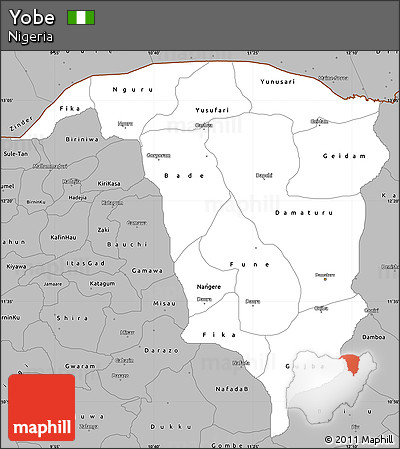 Gray Simple Map of Yobe