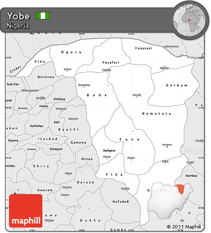 Silver Style Simple Map of Yobe