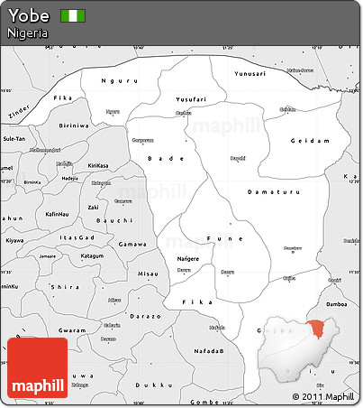 Silver Style Simple Map of Yobe