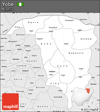 Silver Style Simple Map of Yobe