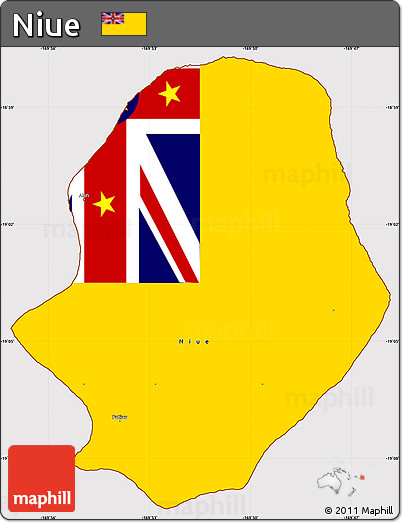 Flag Simple Map of Niue, flag aligned to the middle