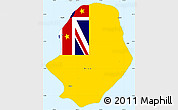 Flag Simple Map of Niue, single color outside, borders and labels, flag aligned to the middle