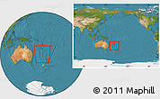 Satellite Location Map of Norfolk Island, within the entire continent