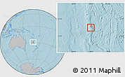 Satellite Location Map of Norfolk Island, gray outside, hill shading