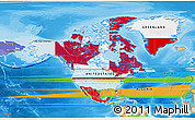 Flag 3D Map of North America, political outside