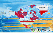 Flag 3D Map of North America, political shades outside