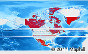Flag 3D Map of North America, single color outside, bathymetry sea
