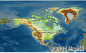 Physical 3D Map of North America, darken