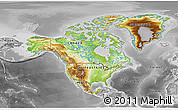 Physical 3D Map of North America, desaturated