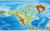 Physical 3D Map of North America, satellite outside, shaded relief sea