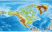 Physical 3D Map of North America, semi-desaturated, land only