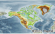 Physical 3D Map of North America, semi-desaturated