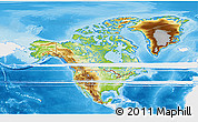 Physical 3D Map of North America, single color outside