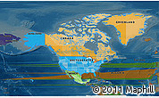Political 3D Map of North America, darken