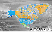 Political 3D Map of North America, desaturated
